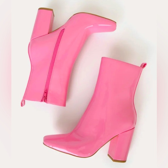 Lulus Shoes - Lulu’s Pink Patent Ankle Boots